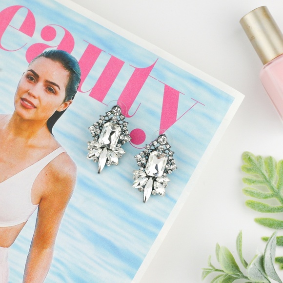 ABBY & GRACE Jewelry - "Stella" Clear Crystal Statement Earrings